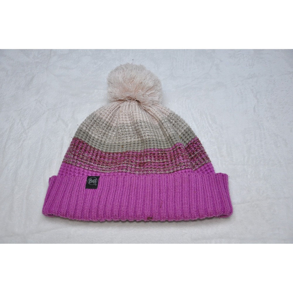 Buff Hat Beanie Womens Medium Knit Pom Pom PrimaLoft Fleece Lined Winter Warm